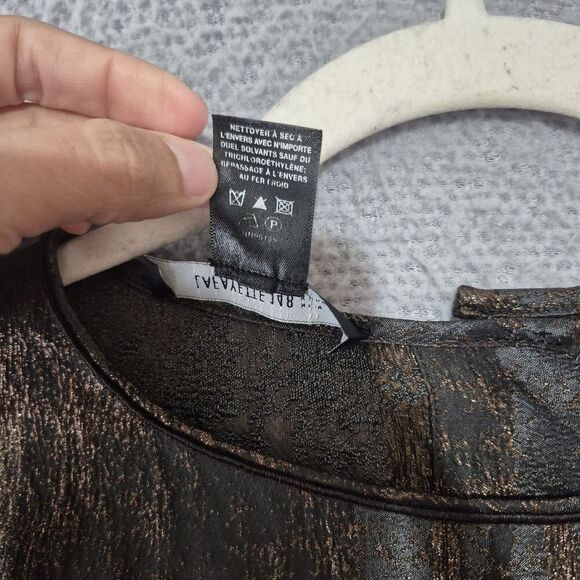 Lafayette 148 New York Women's Brown Bronze Plaid Short Sleeve Pants Set S 6 - Picture 3 of 14